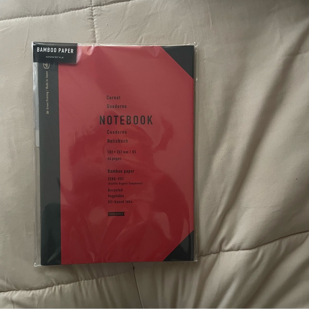 NEW Red and Black Bamboo Paper Notebook